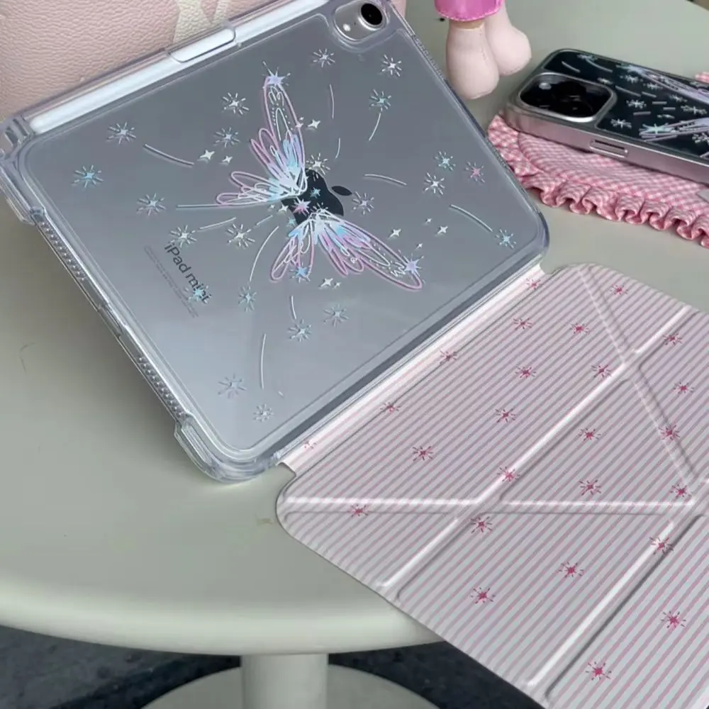 

Brilliant Butterfly Y2K Korean Ins Pink Cover For iPad Pro 13 11th M5 M4 12.9 A16 10 8 7 9th 10th Air 11 M2 M3 Mini Tablet Case