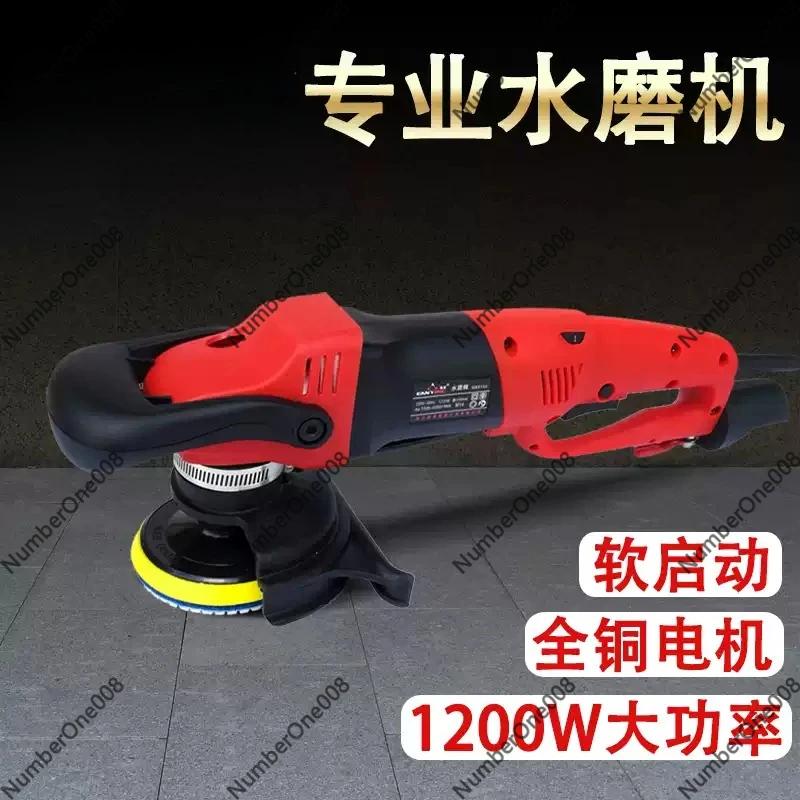 1200W Wet Stone Polisher, Portable Water Fed Grinder for Concrete Granite, Electric Hand Polishing Machine with Water Inject