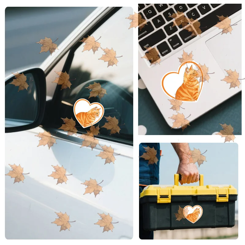Orange tabby cat sticker, a creative sticker with a heart pattern, perfect for gift giving on laptops