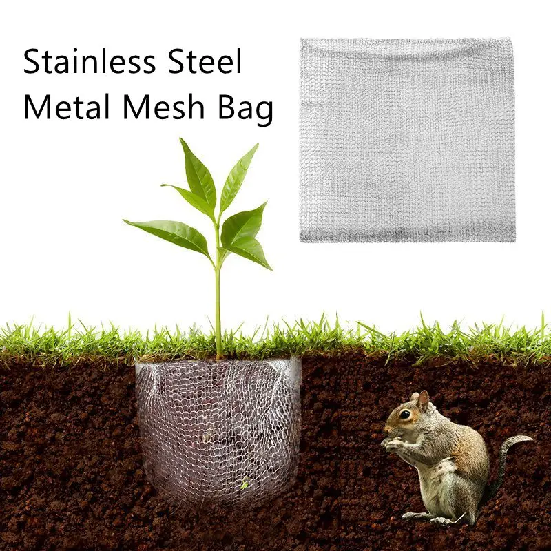 1pc 304 Stainless Steel Metal Mesh Bag Flower Grass Root Insect Resistant Rat Net Bag Outdoor Garden Accessories