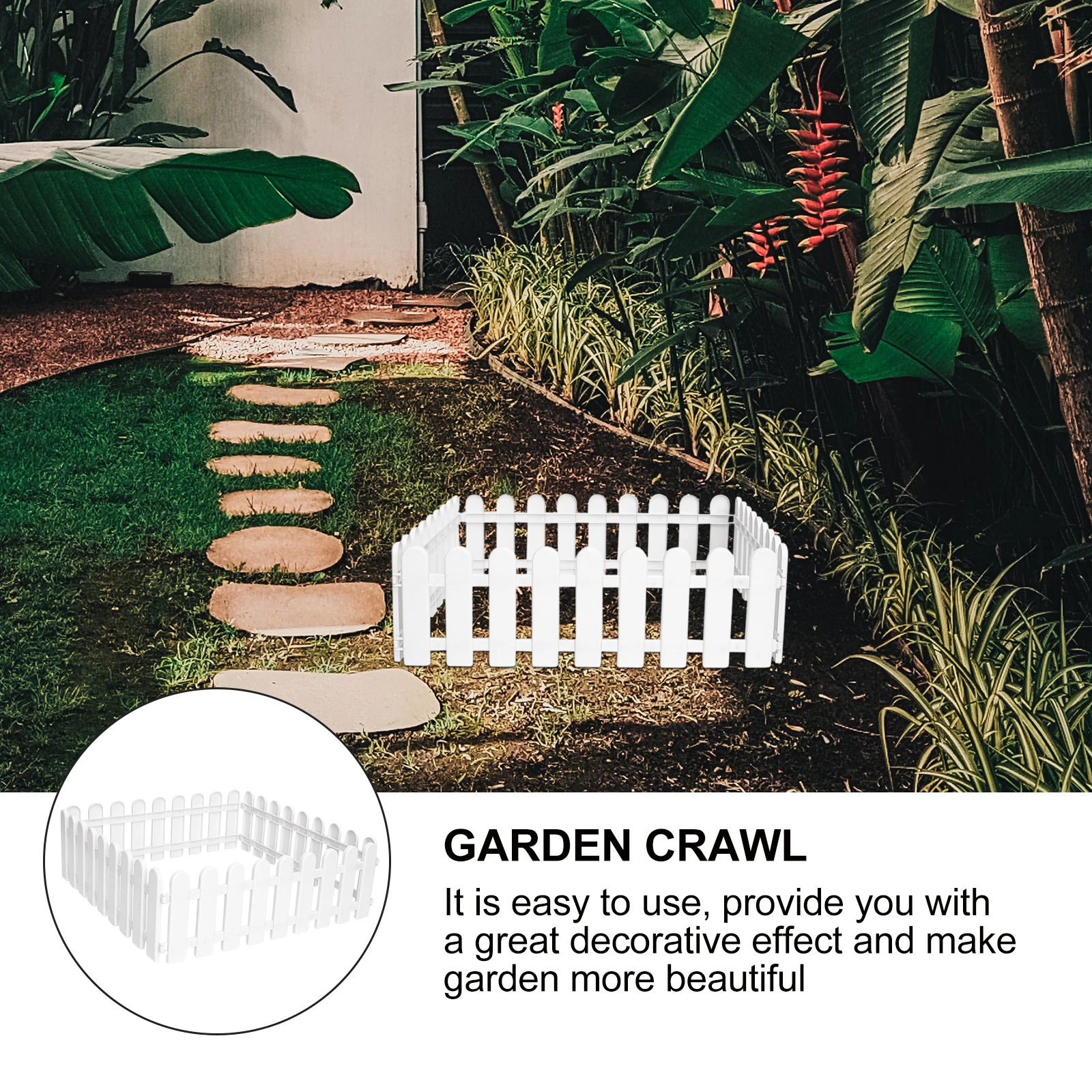

8pcs Decorative Fence for Garden Villa Yard Beautiful Plastic Simple Design Long Time Durable Use Outdoor Indoor Gate