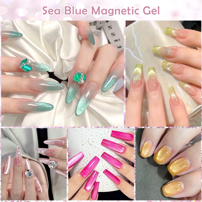 1Pc Cat Magnetic Gel Nail Polish Sea Blue Jelly Pink Blueberry Semi-Permanent Nail Art UV Gel Soak Off Varnish Design Manicure