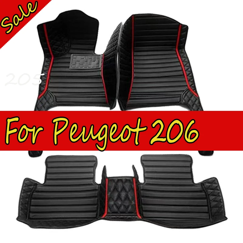 Car Floor Mats For Peugeot 206 206+ 1998~2013 Carpets Rugs Luxury Leather Mat Interior Parts Car Accessories 1999 2000 2001 2002