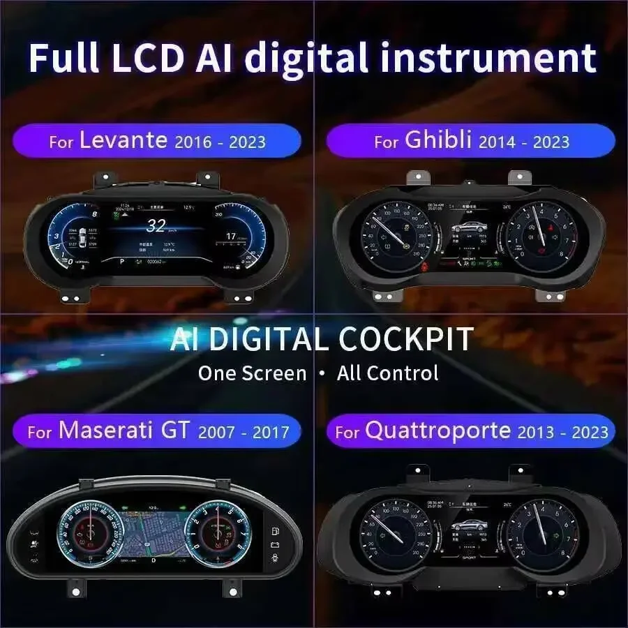 S Car Smart Cluster For Maserati GranTurismo GT 2004-2015 LCD Instrument Speedometer Upgrade Map Multiple Colorful High Display