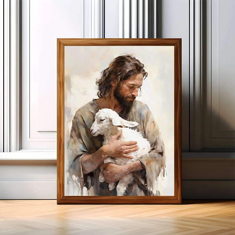 Black and White Jesus Faith Cross on Hill Poster Print Canvas Painting Modern Religious Wall Art HD Picture for Room Home Decor