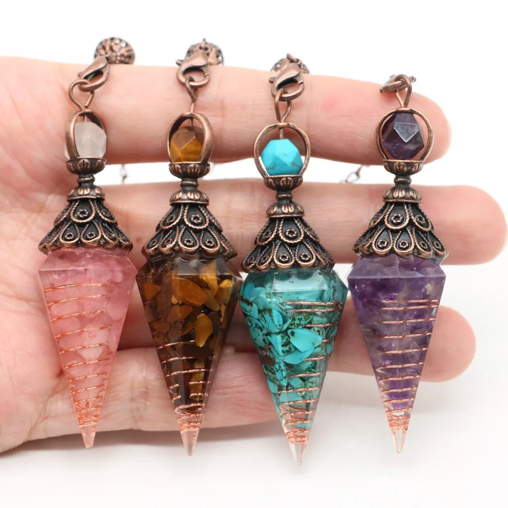 7 Chakra Healing Crystals Pendulum for Dowsing Divination Natural Stone Retro Reiki Yoga Meditation Pendant Pendulo Jewelry Gift