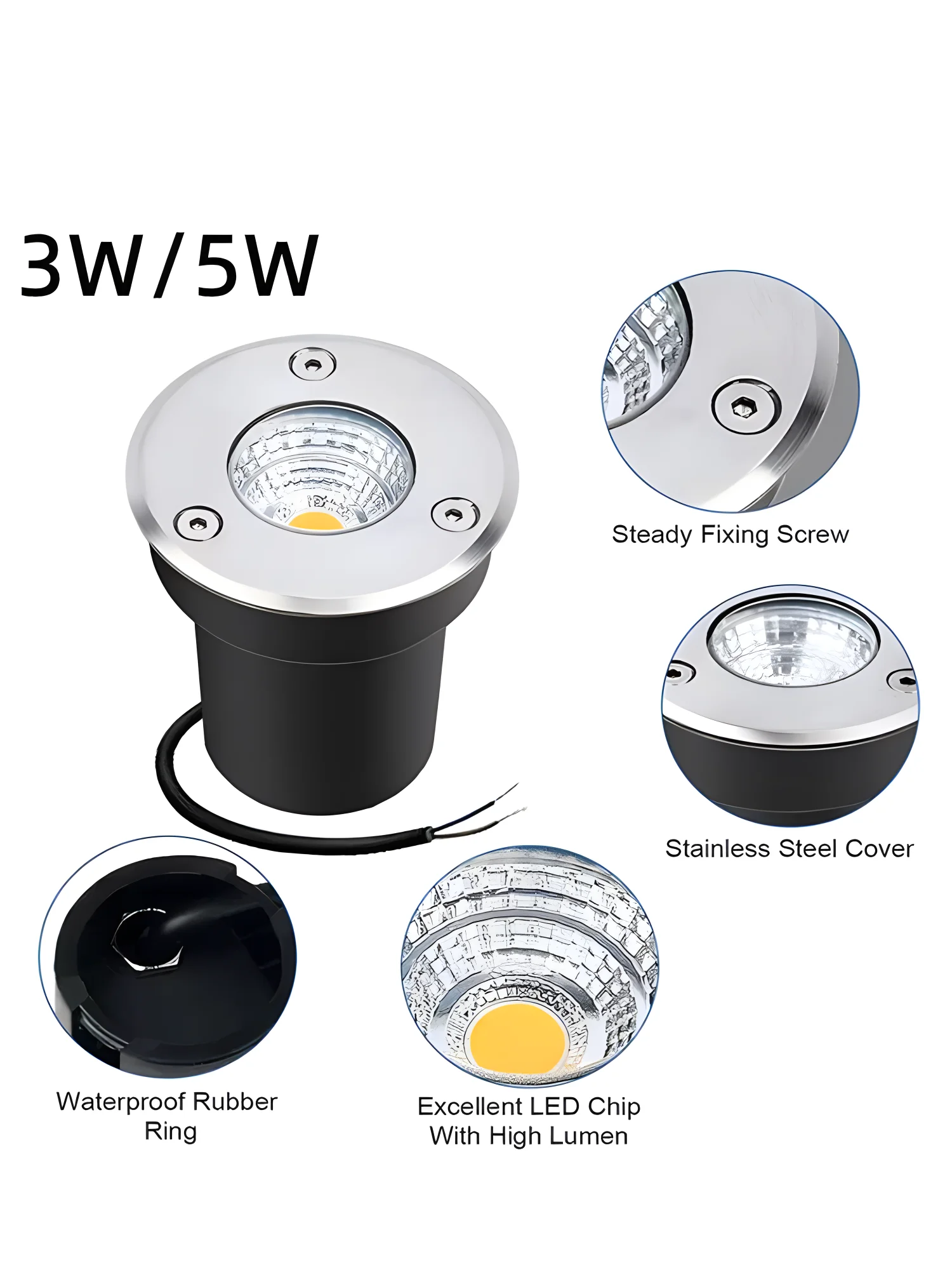 Outdoor LED3W 5W ground light IP67waterproof embedded light, suitable for square, park, courtyard, path, home landscape lighting