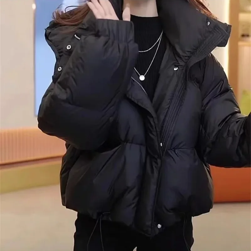 

Smvp 2024, осенне-зимняя новая одежда, высококачественная куртка на хлопковой подкладке для женщин, однотонное кислородное женское пальто с капюшоном и пальто