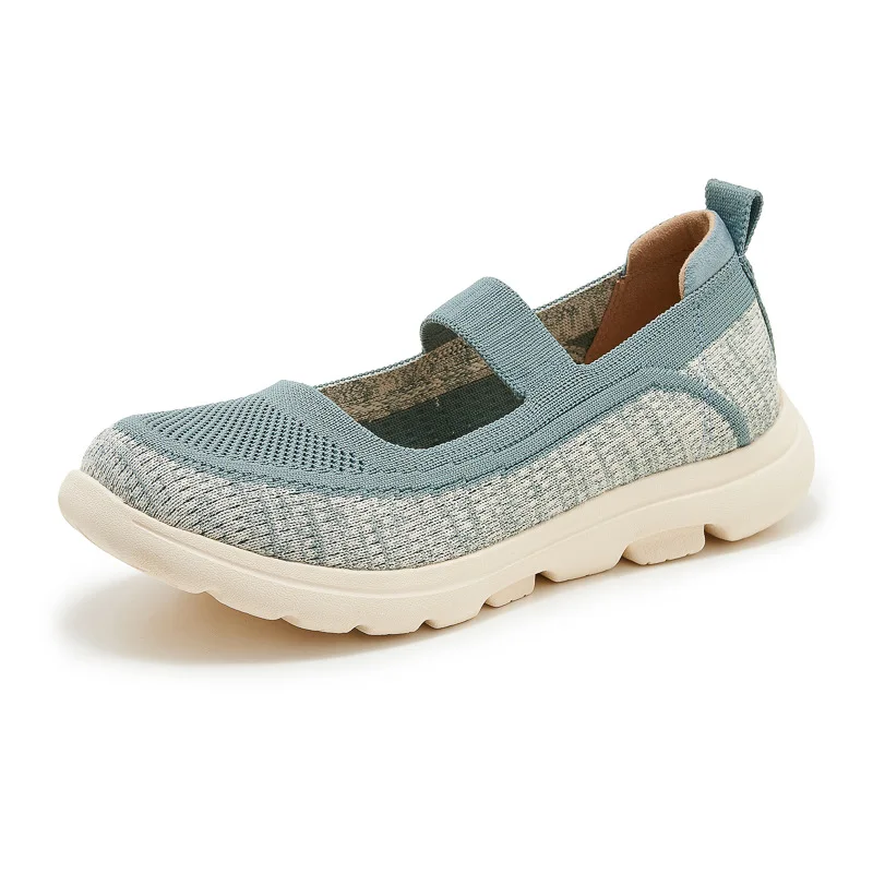 

2025 autumn and winter new woven mesh fabric breathable lightweight round toe 4CM anti slip thick sole casual single shoe K6016