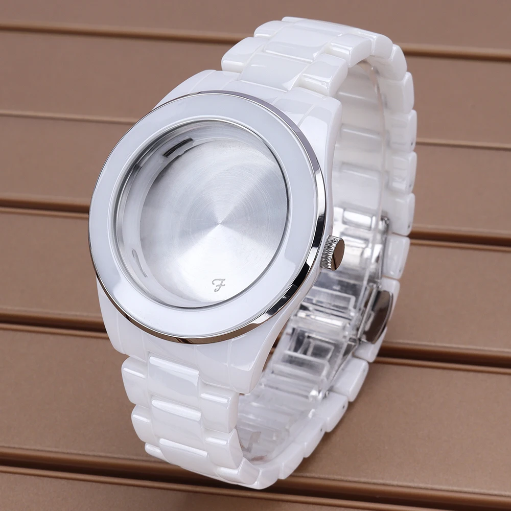 39mm Ceramics Case Watchbands Stainless Steel Back Cover Crown For 1l45 515 Quartz Movements DIY Watches Accessories 29.5mm Dial