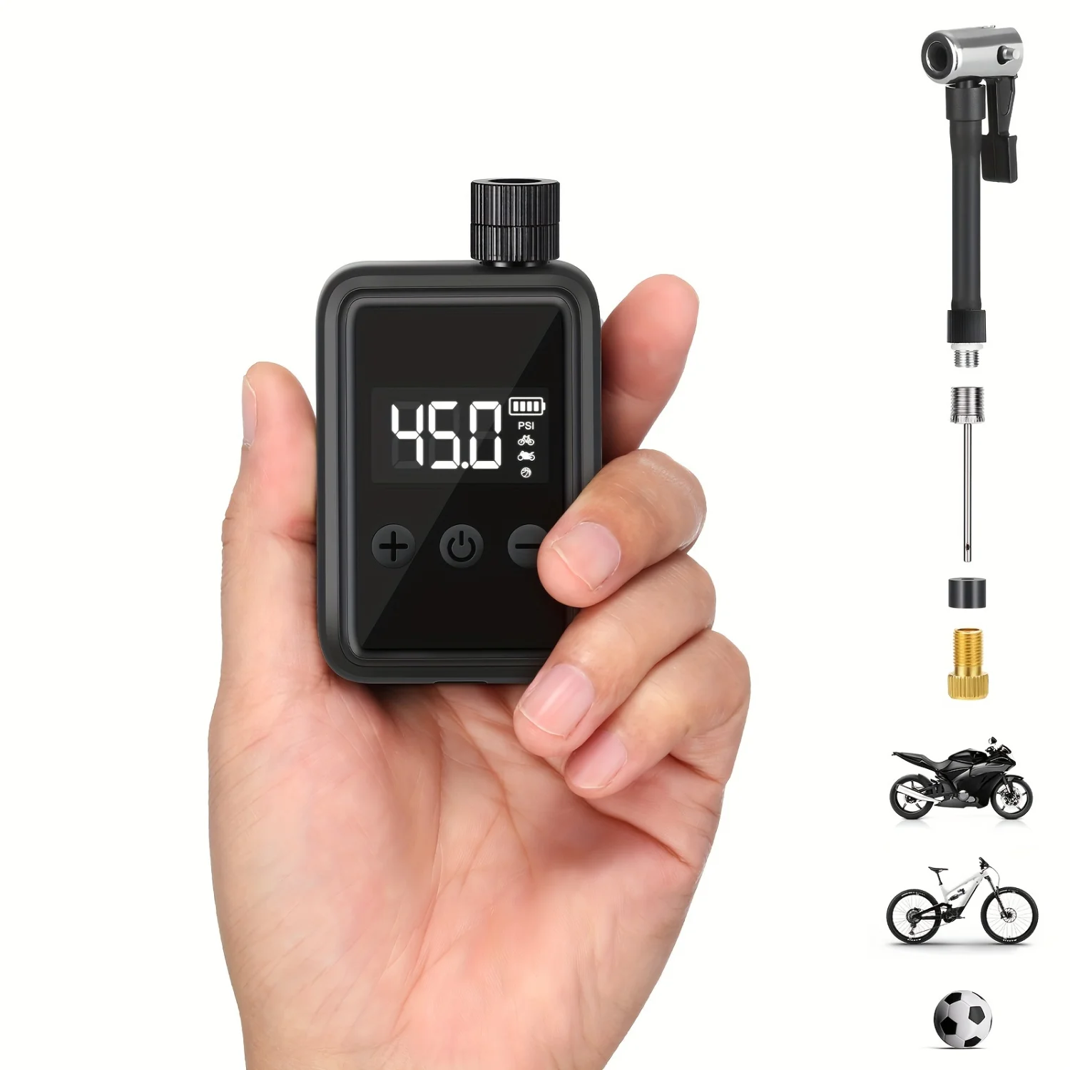 Bike Portable Bicycle Pump, 120 PSI Mini Tire Inflator with Digital Pressure Gauge, Auto Shut-Off, Presta & Schrader Valve, 500m