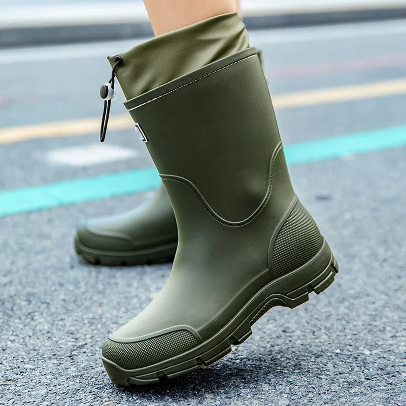 Rain Boots for Men Fishing Non-slip Man Shoes Cheap Middle Tube Water Shoes Outdoor Wear-resistant Garden Outdoor Work Shoes