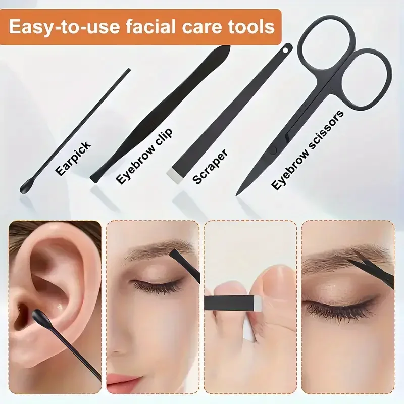 

Stainless Steel Nail Clipper Manicure Set Design with Rotating Head Brown Travel Case Nail File and Scissors Beauty Kit