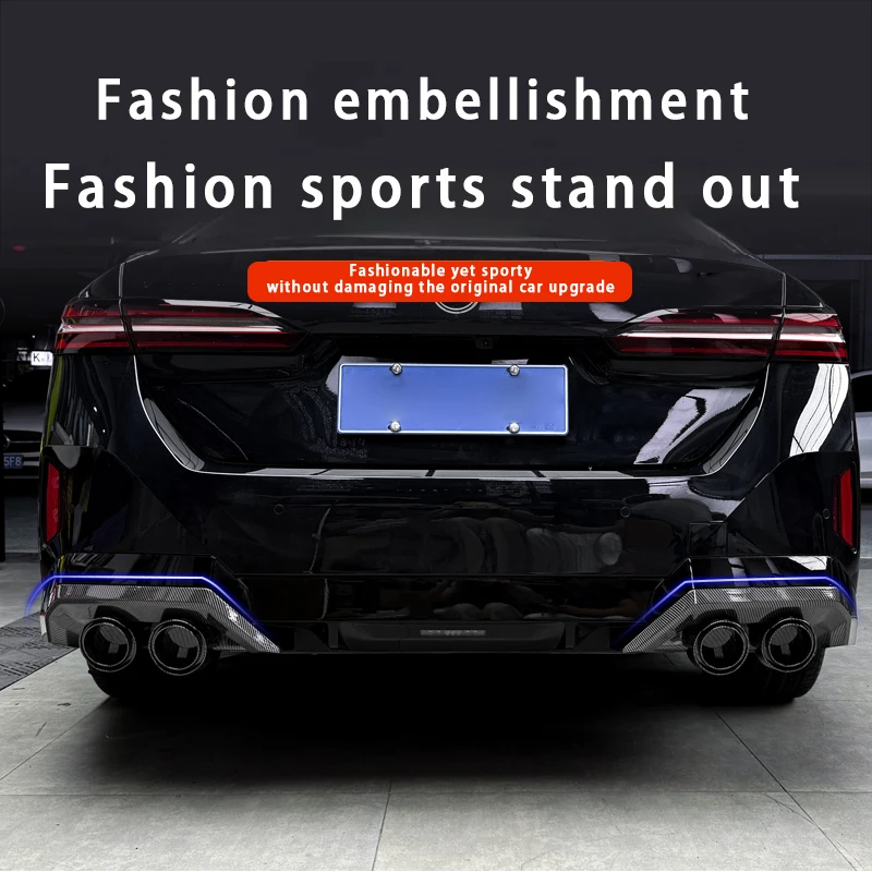 تصفيف السيارة الخلفي الشفاه المفسد الزاوية العادم تلميح الأنابيب الذيل الحلق Cvoer اكسسوارات الخارجي ملصق لسيارات BMW 5 Series G60 2024 +
