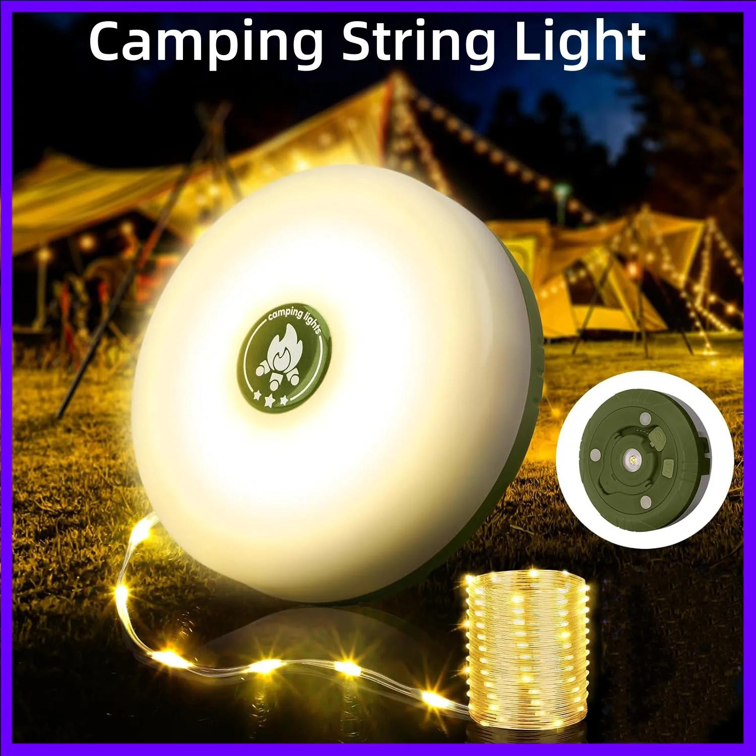 Outdoor LED String Lights 10M Waterproof Strip Light for Garden Camping Party Decor Camping String Light