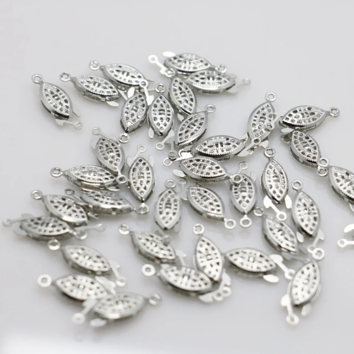 5PCS Fittings Reticular Silver-plate Clasp DIY Accessory Metal For Bracelet Necklace Machining Parts Snap Button Jewelry Making