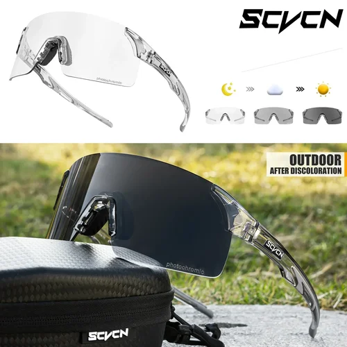 Imagen 1 del producto Scvcn gafas de sol fotocromáticas ciclismo azul deportes al aire libre gafas de bicicleta hombre rojo MTB gafas de pesca gafas de bicicleta 2024