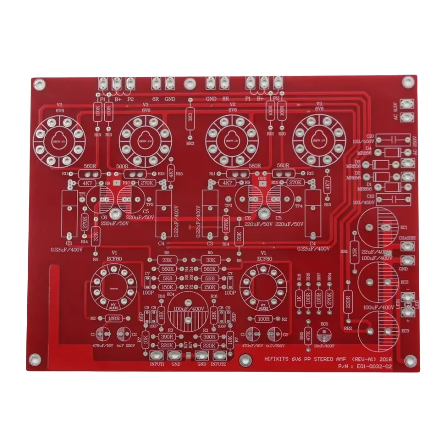 6V6 Stereo Push-Pull Amplifier Board PCB HiFi Tube Audio Power Amp Board Red Ver