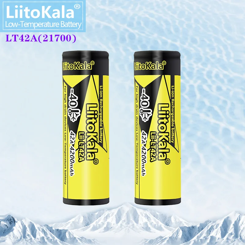 2 szt. LiitoKala Lii-LT42A 21700 4200 mah 3,7 V akumulator 45A rozładowanie dużej mocy dla -40 °   Bateria niskotemperaturowa