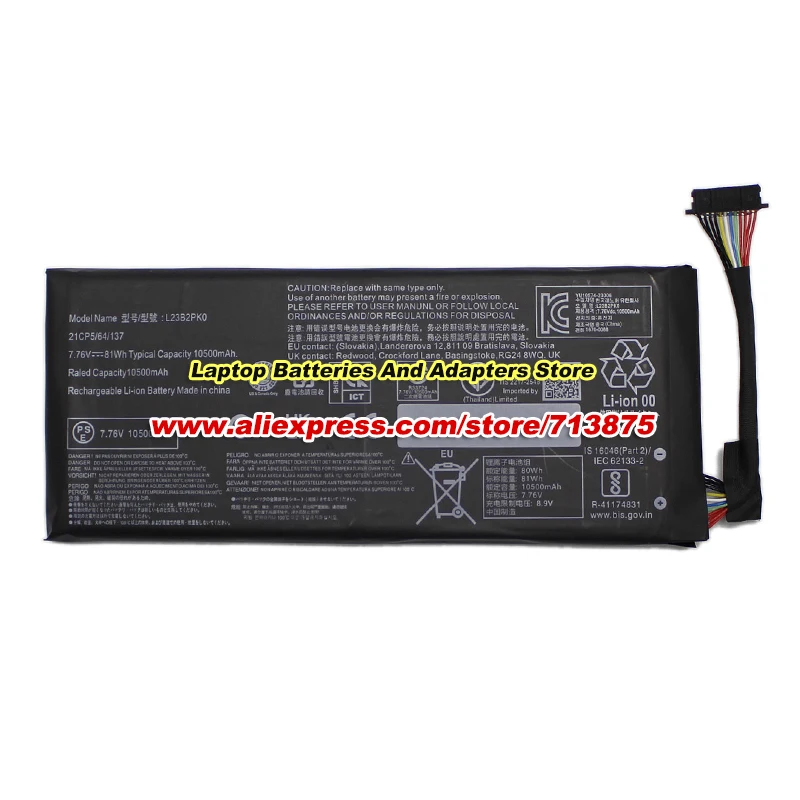 

80Wh L23B2PK0 Battery 7.76V 10500mAh 81Wh L23C2PK0 L23D2PK0 L23L2PK0 L23M2PK0 for Lenovo Legion Go 8APU1 Handheld game console