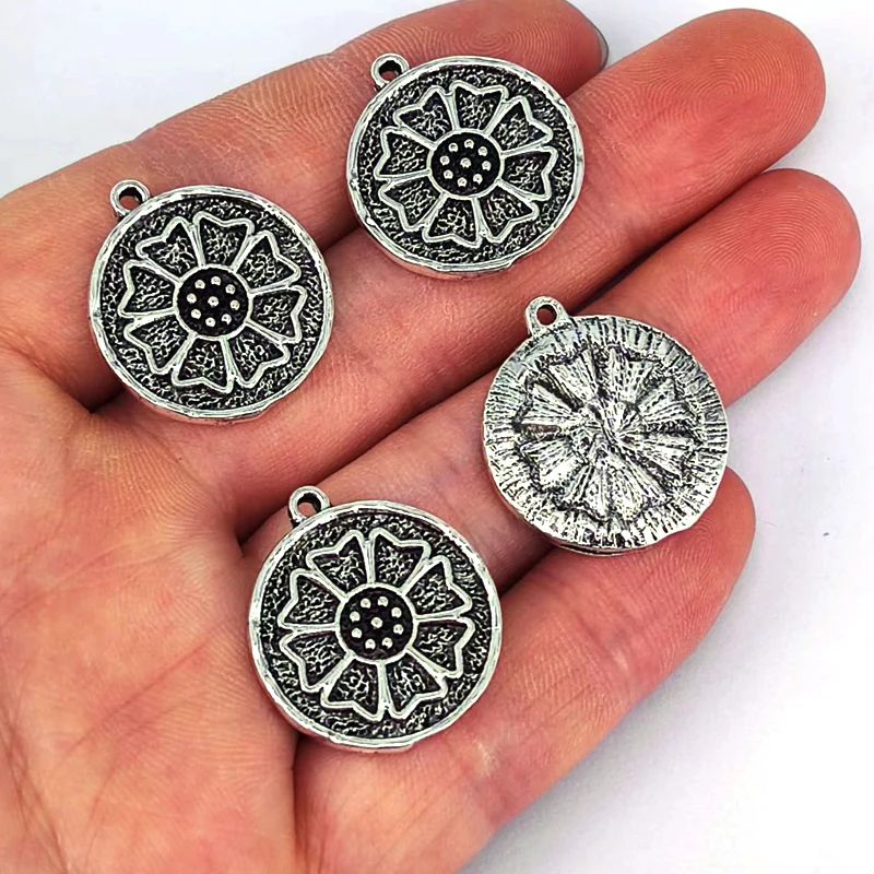 50pcs ancient silver color The Last Airbender Air Fire Earth Water Elements Lotus Amulet pendant charm for DIY women Accessories