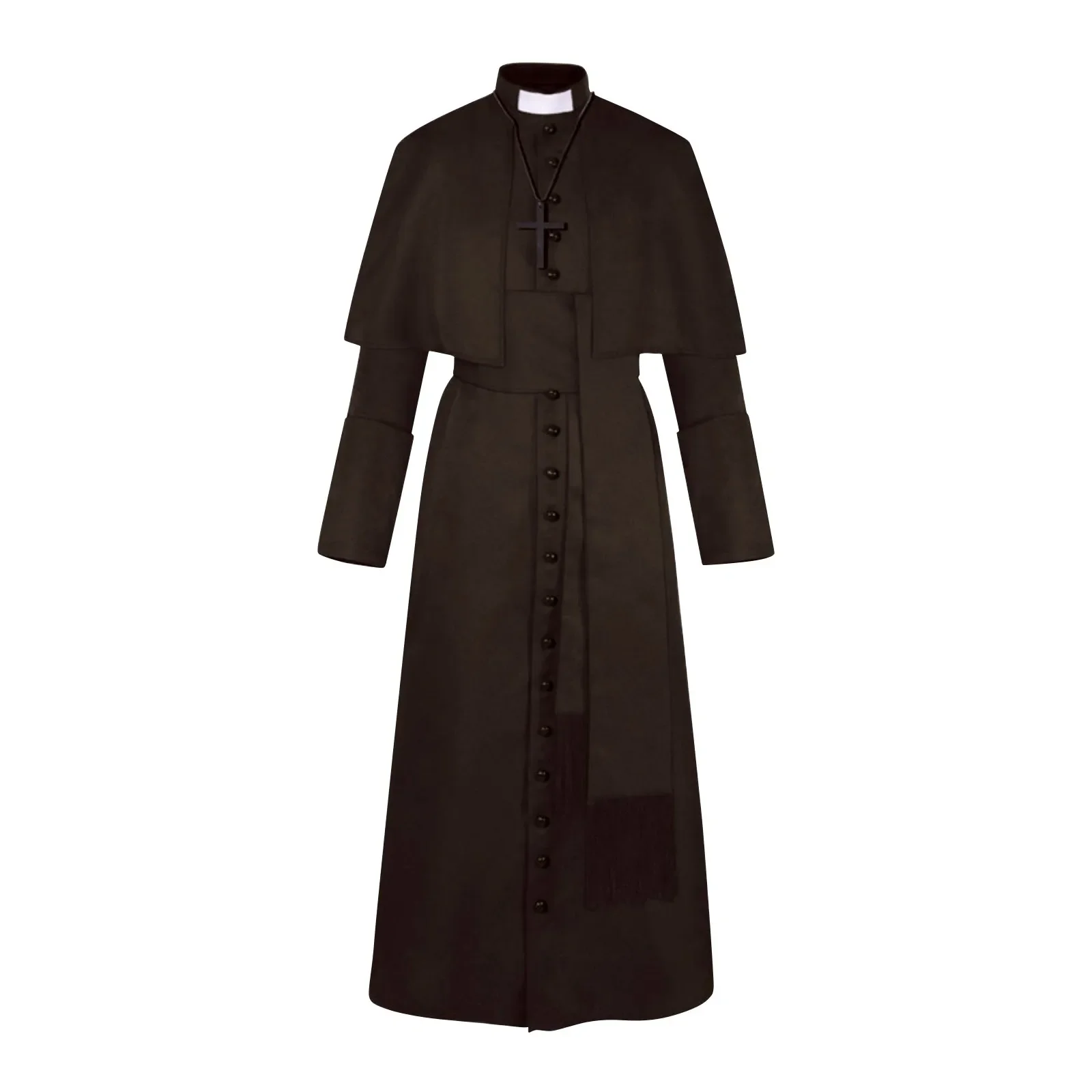 Traje de Cosplay de Sacerdote Medieval Renacentista Retro, Vestimenta Sacerdotal Católica, Túnica Sólida de Clérigo para Misa, Sacerdote Papal, Predicador