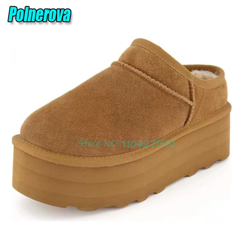 

Новые зимние плюшевые сапоги на платформе для женщин, коричневые, черные, на низкой толстой подошве, повседневные, удобные укороченные сапоги для улицы