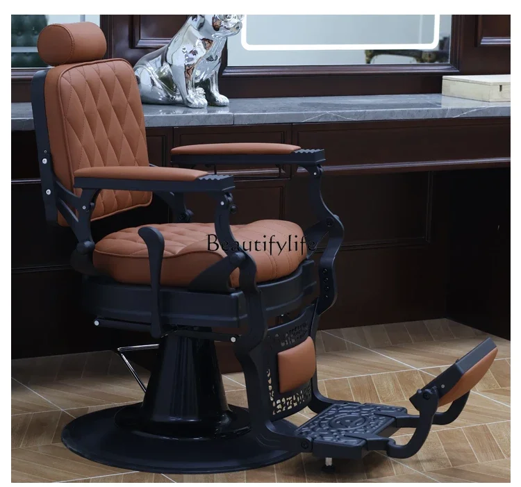 Men's Oil Head Hairdressing Chair for Hair Salon Barber Shop Hair Cutting Lifting Reclining Chair