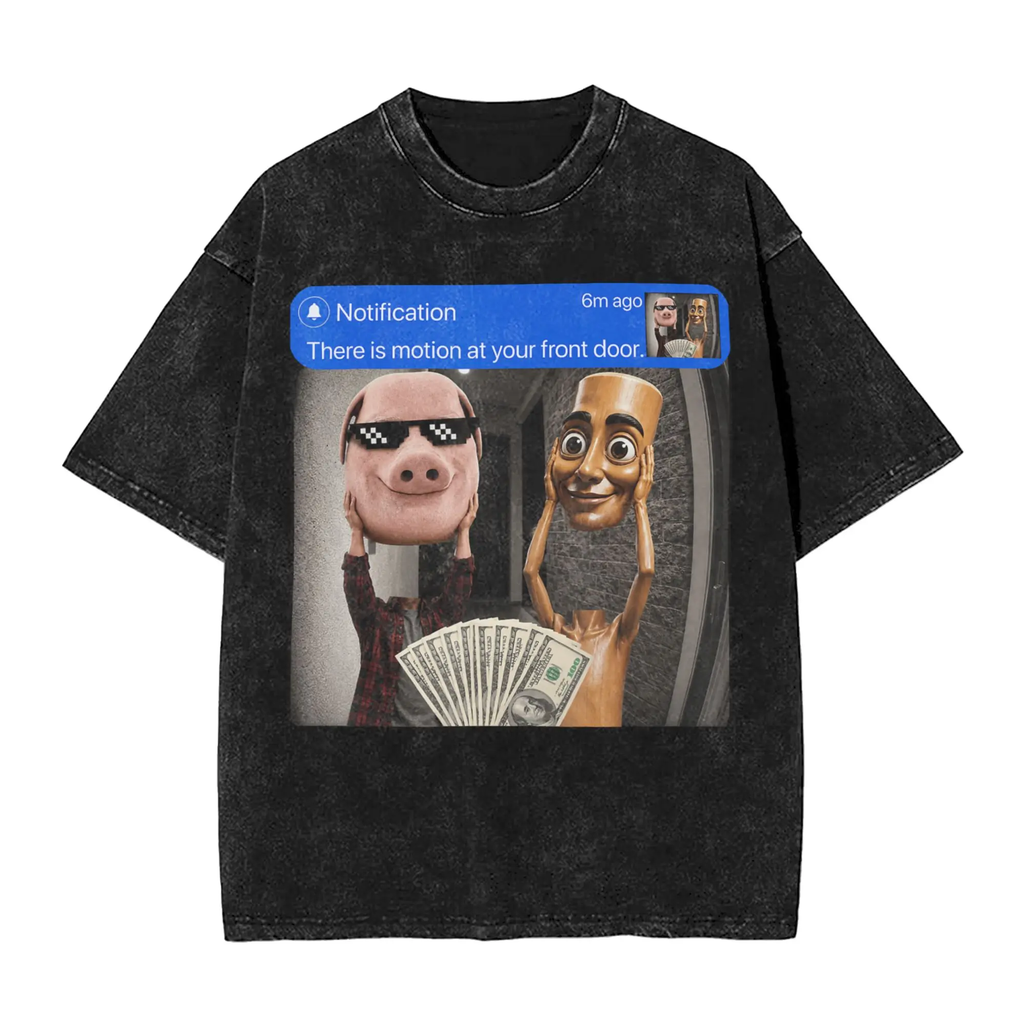 Tung Tung Sahur John Pork Motion at Your Front Door Meme Men T Shirt Fashion Tees Short Sleeve O Neck T-Shirt Cotton Clothing