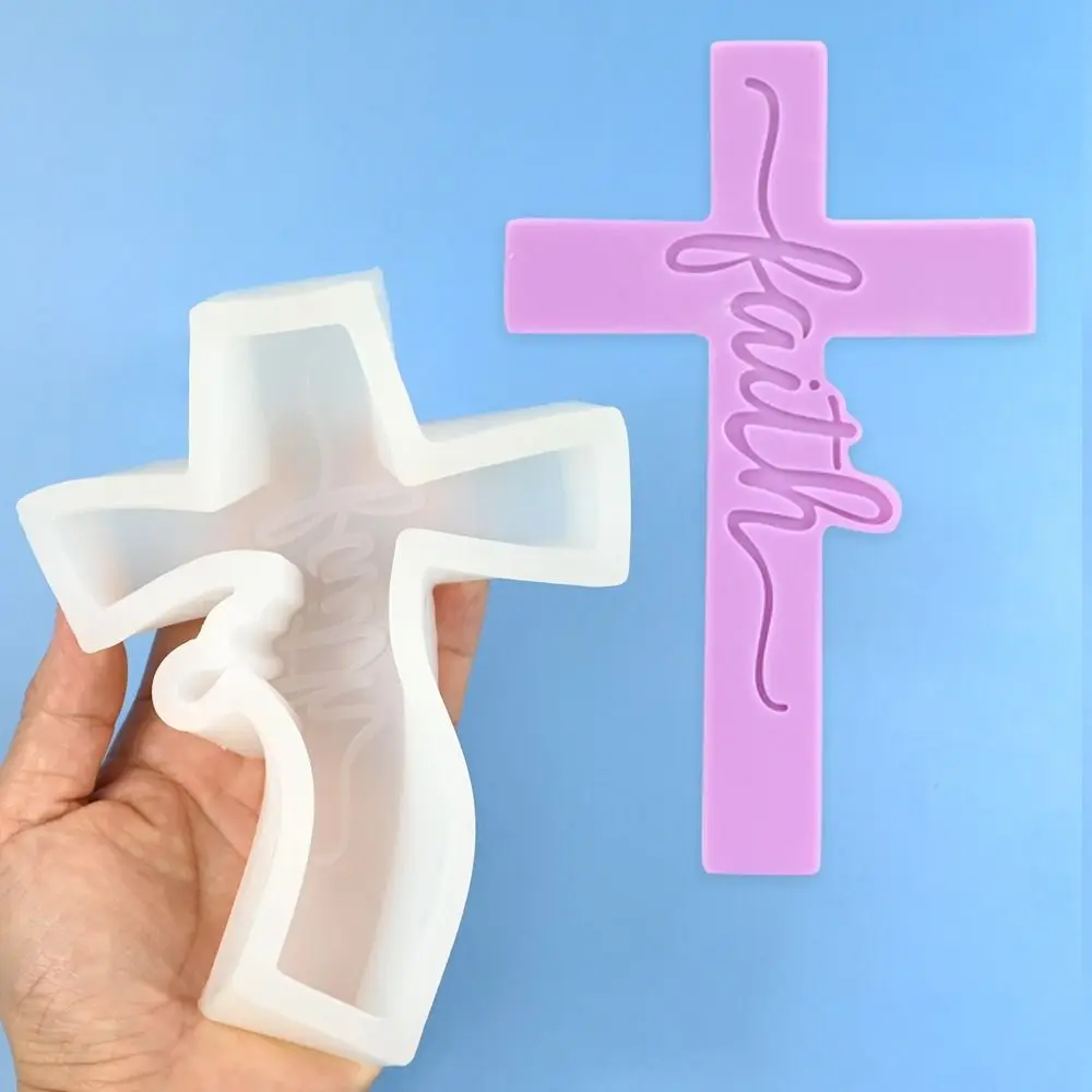 Premium Silicone Cross Sculpture Mold Non-Stick Reusable Plaster Ornament Mold Flexible Easy Release Aroma Candle Mold Halloween