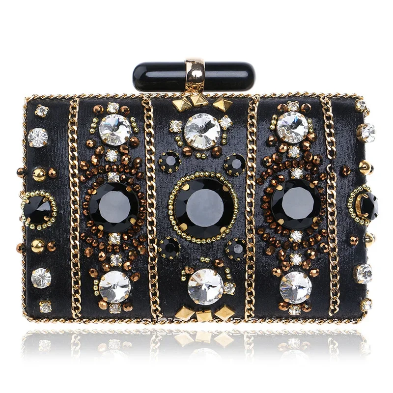 

Ladies Handbags Luxury Formal Party Dinner Bag High Fashion Shinny Bead Diamonds Banquet Clutch Frame Lipstick Hasp Evening Bags