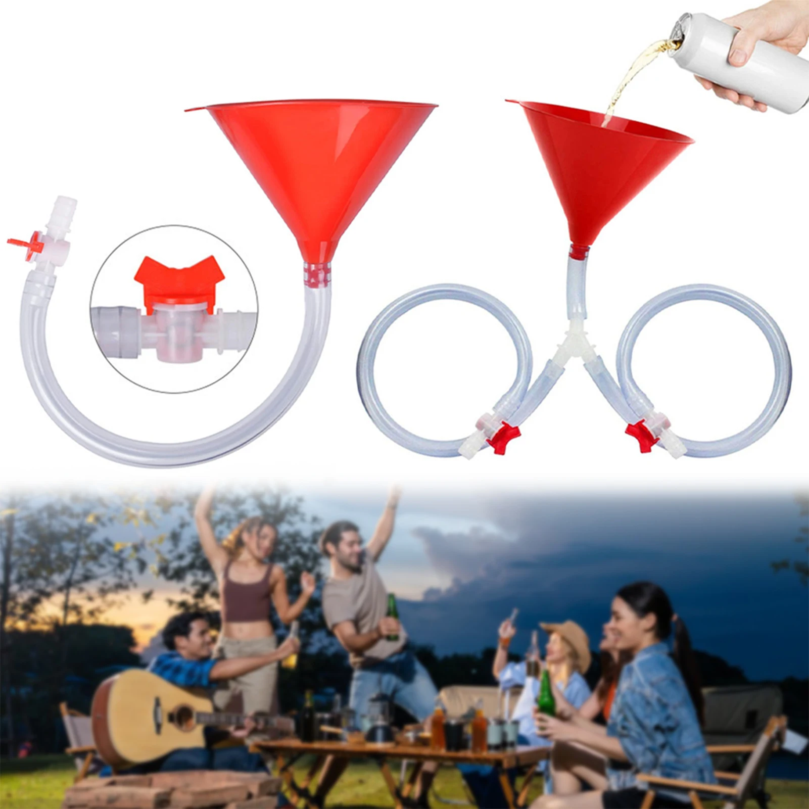Double Head Beer Funnel Quick-Connect Anti-Leak For Carnival