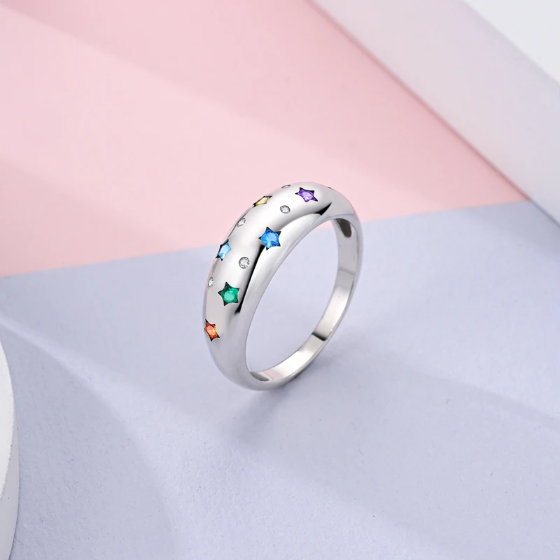Women's 925 Silver Sun Moon Stars Ring, Sparkling Design