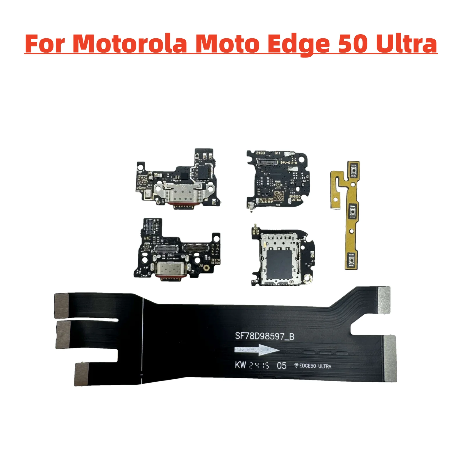 Placa de conector de base de carga USB, puerto de carga, botón de volumen de encendido, tarjeta SIM, Cable flexible para Motorola Moto Edge 50 Ultra