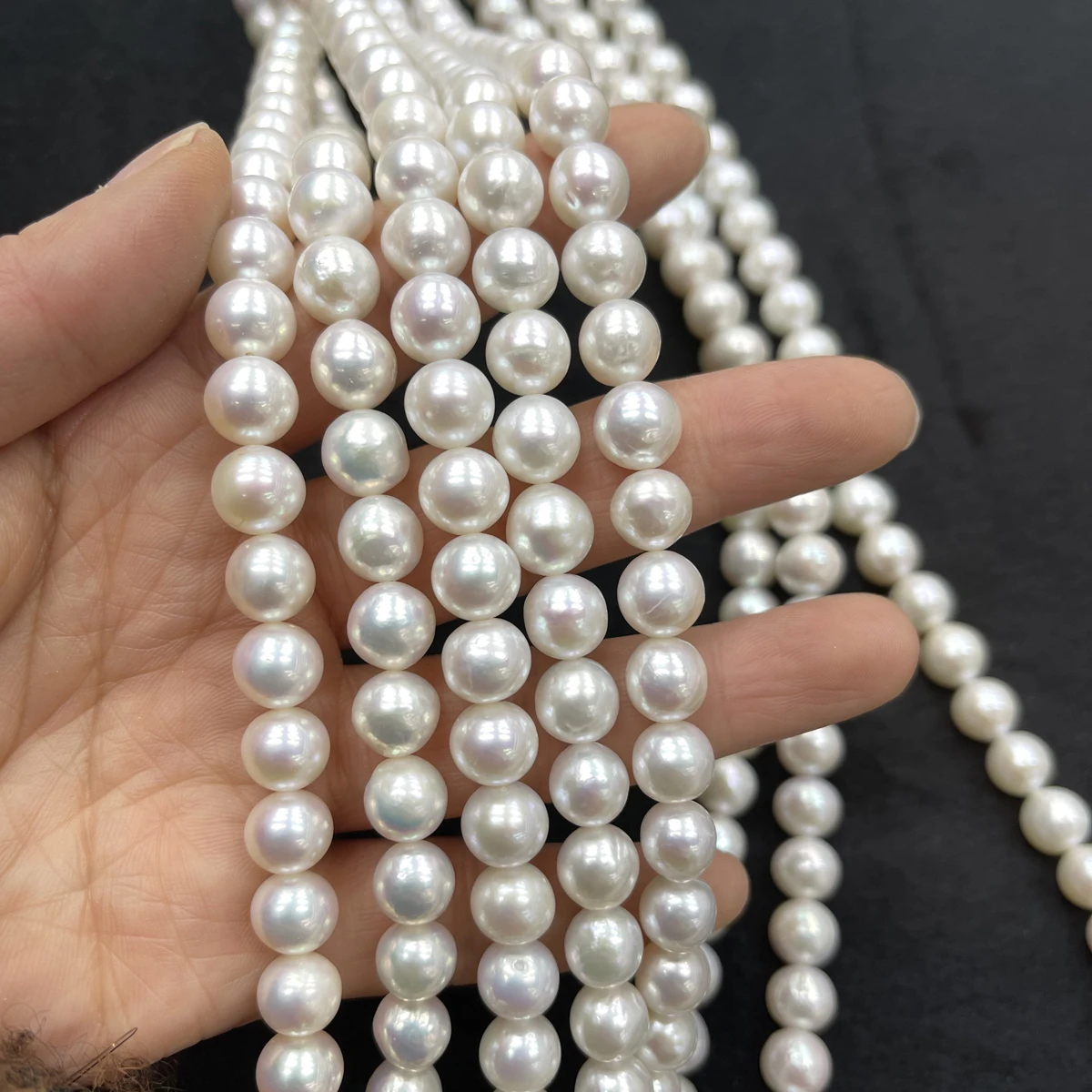 9-10mm High Quality AAAA+ Natural Freshwater Pearl Punch Beads Charms for DIY Women Men Necklace Jewelry Making Accessories
