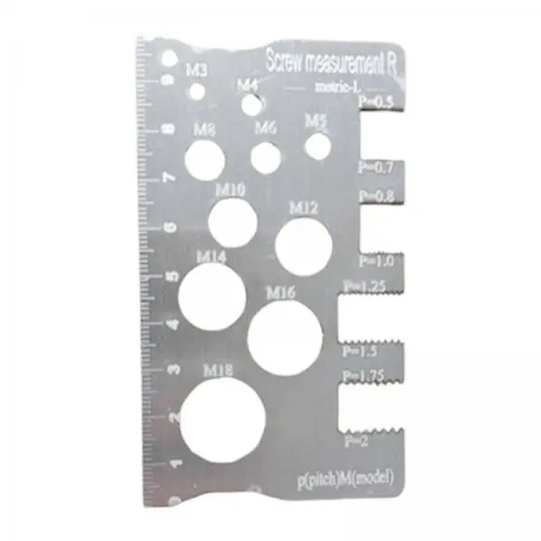 Screw Gauge Stainless Steel Thread Sizer Metric Measuring Ruler Clear Scale Durable Compact Tool for Builders Mechanics and DIY
