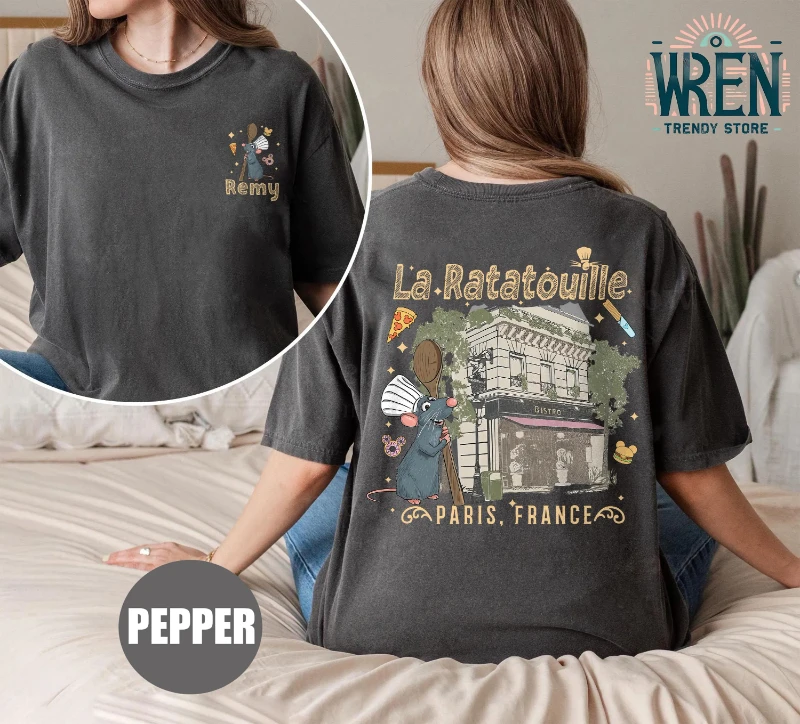Disney Ratatouille Paris T-Shirt hommes femmes mode sport ample été à manches courtes décontracté col rond haut