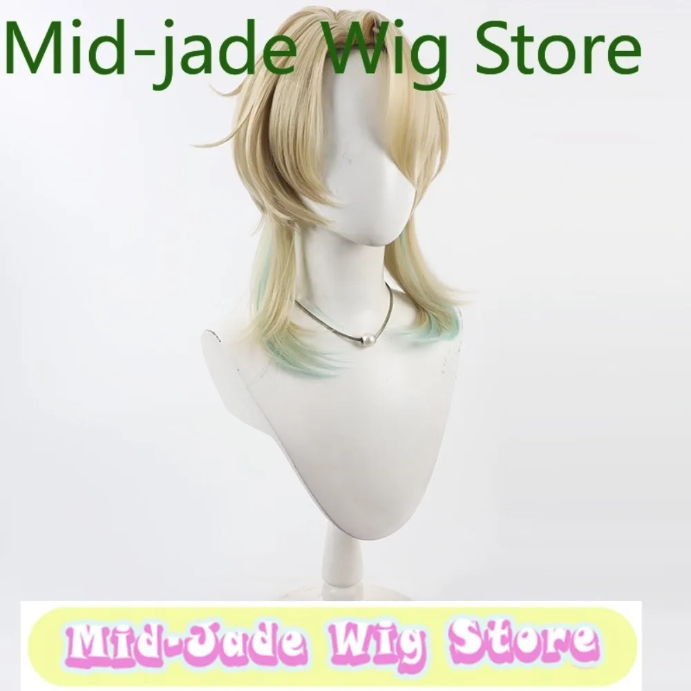 Peruca de jade médio ondas wuthering jue cosplay peruca anime jogo rpg festa de halloween perucas sintéticas