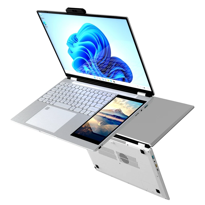 

New Business Laptop Nuevo 15.6"+7" Dual Touch Screen 180 Degree Opening Win 11 N95 Backlight Keyboard Double Screen Laptop