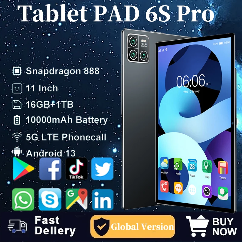 2025 Global Version Mi Pad 6s Pro Tablet Android 14 16GB 1TB Dual SIM 10 Core WPS GPS Bluetooth Phone Call GP Version Tablet PC