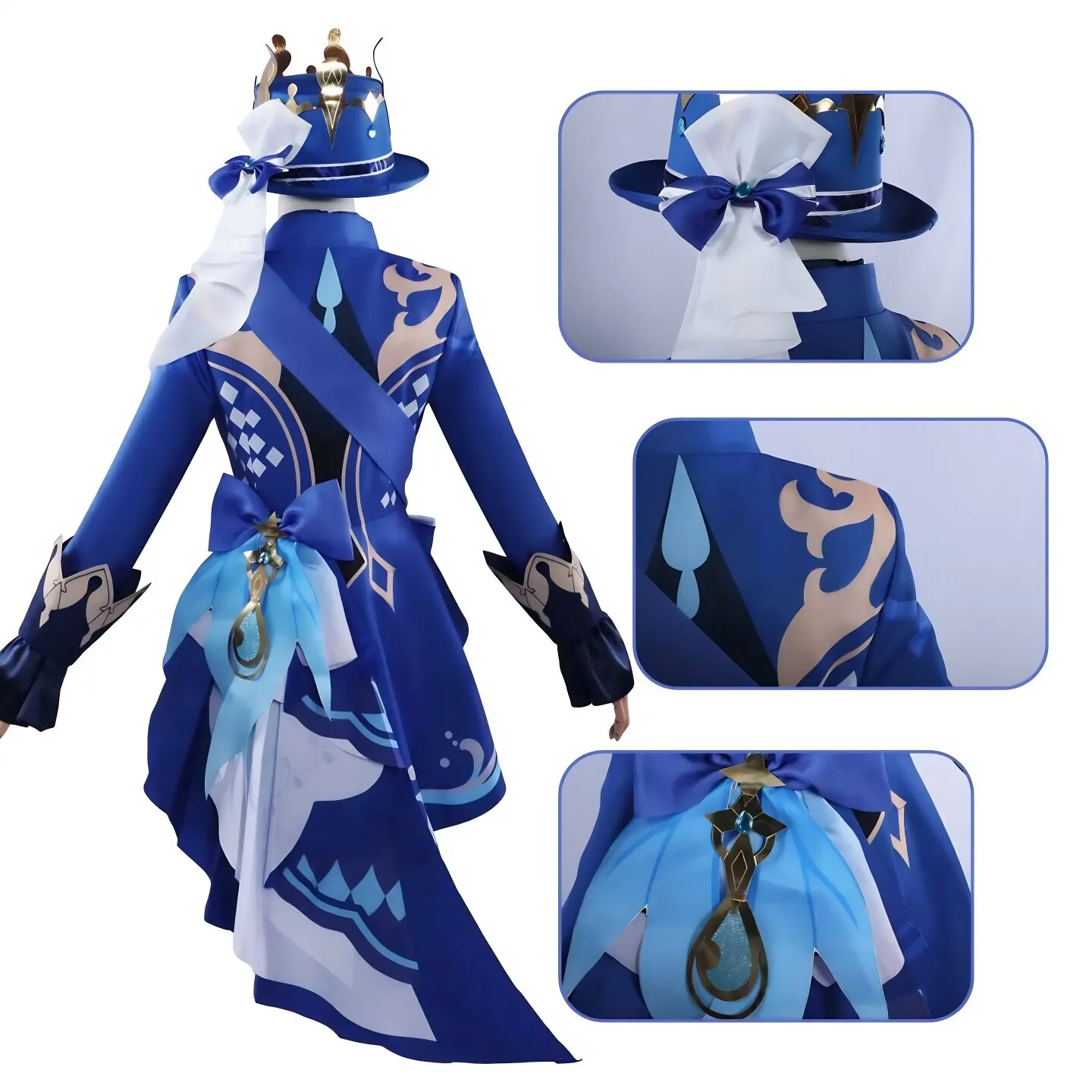 Furina Cosplay Costume Game Genshin Impact With Hat【XS-3XL】Black And White Suits Cosplay For Man Or Women Halloween Outfits view 5