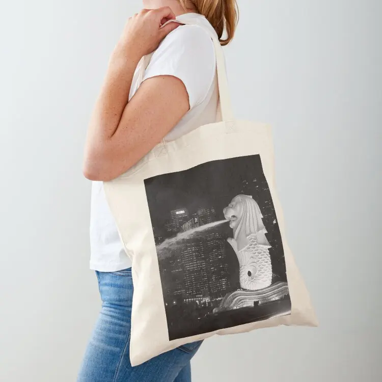 

The Merlion - Marina Bay, Singapore Tote Bag woman shopping bag Lady bags large size bags personalized tote