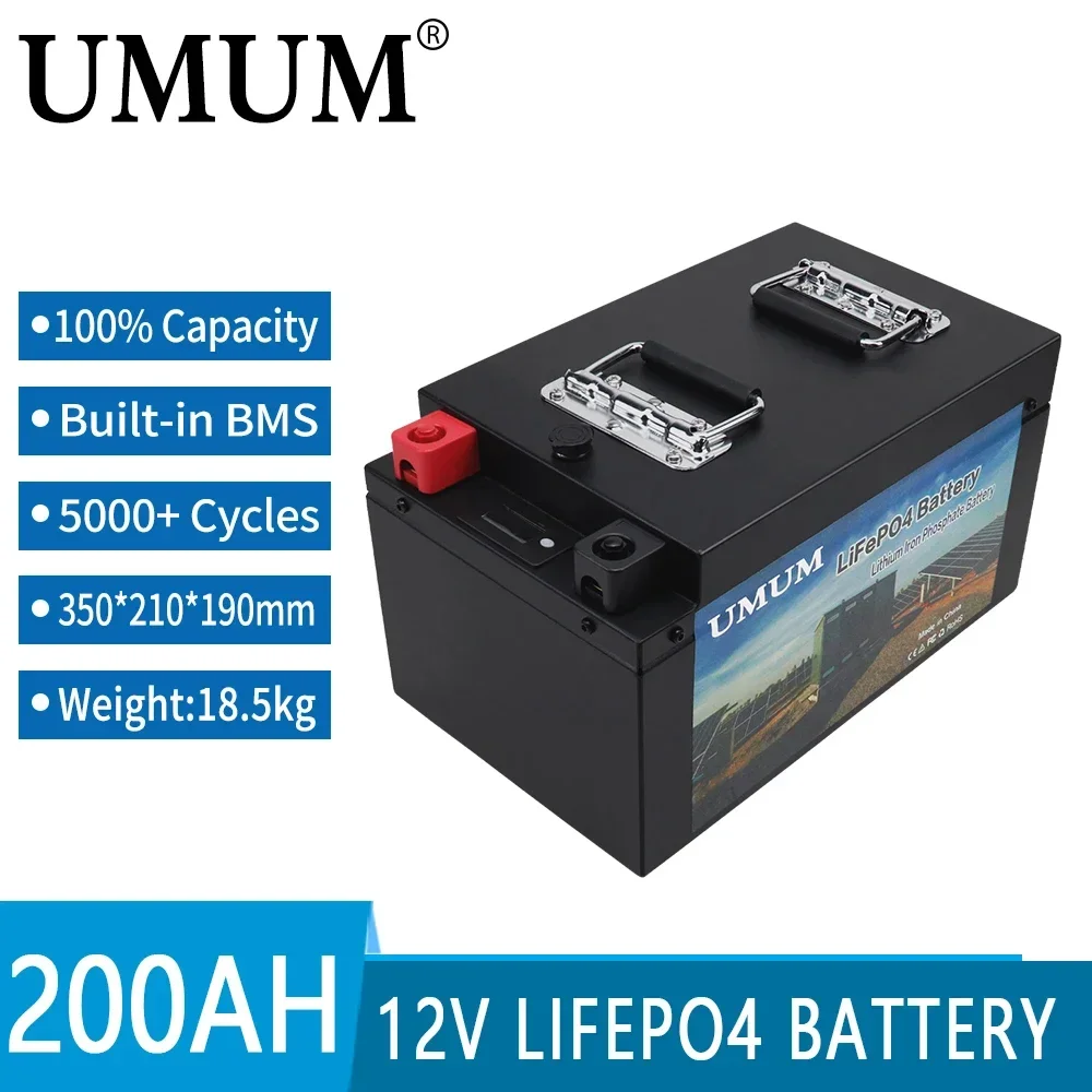 12V 24V LiFePO4 Battery 500Ah 300AH 200Ah 100Ah Built-in BMS Lithium Iron Phosphate Cell 5000 Cycles For Solar Golf Cart+Charger