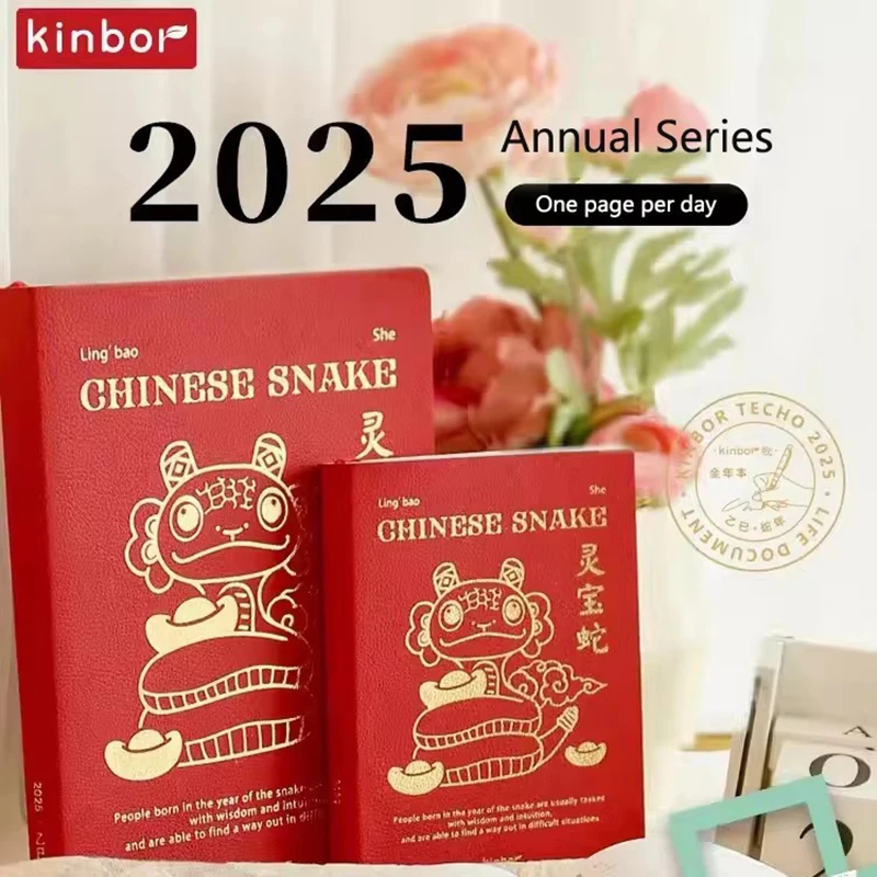 2025 Kinbor A6 A5 Notebook Full Year Journal Schedule Daily Notebooks and Journals Timeline Weekly Plan Efficiency School Office