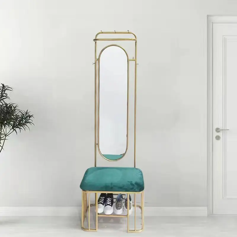 Shoe changing stool Hanging hanger Floor-to-ceiling vertical shoe cabinet Coat rack with mirror Household door wearing shoe rack