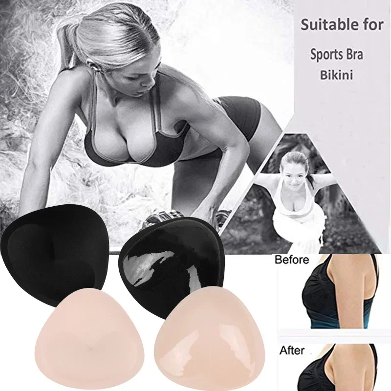 3D Thicken Chest Pads Bikini Set Push Up Padded Swimsuit Women Swimwear Silicone Thicker Breathable Sponge Bra Pad Nipple Cover image 3