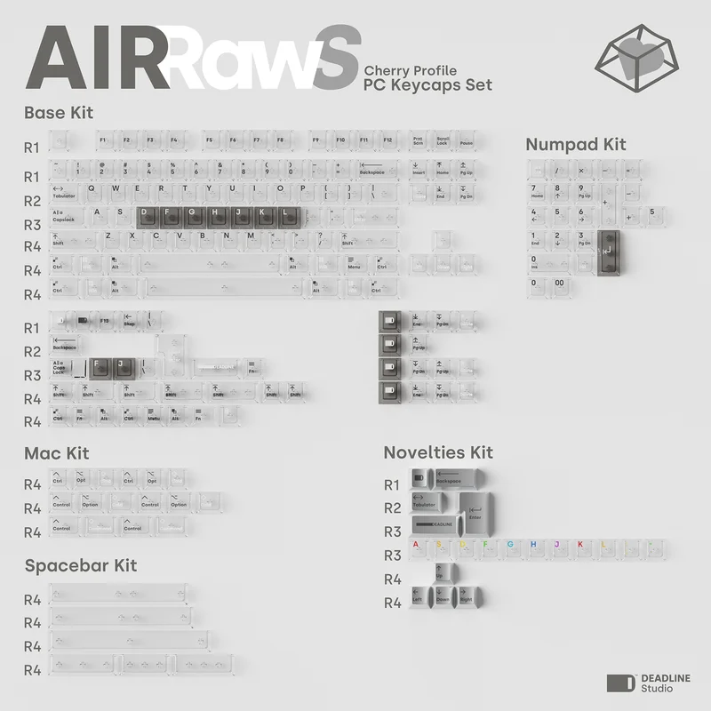 DEADLINE AirRaw S/Empty Color Keycaps Transparent PC Cherry Height DDL Customized Mechanical Keyboard Keycaps Minimalist Sense