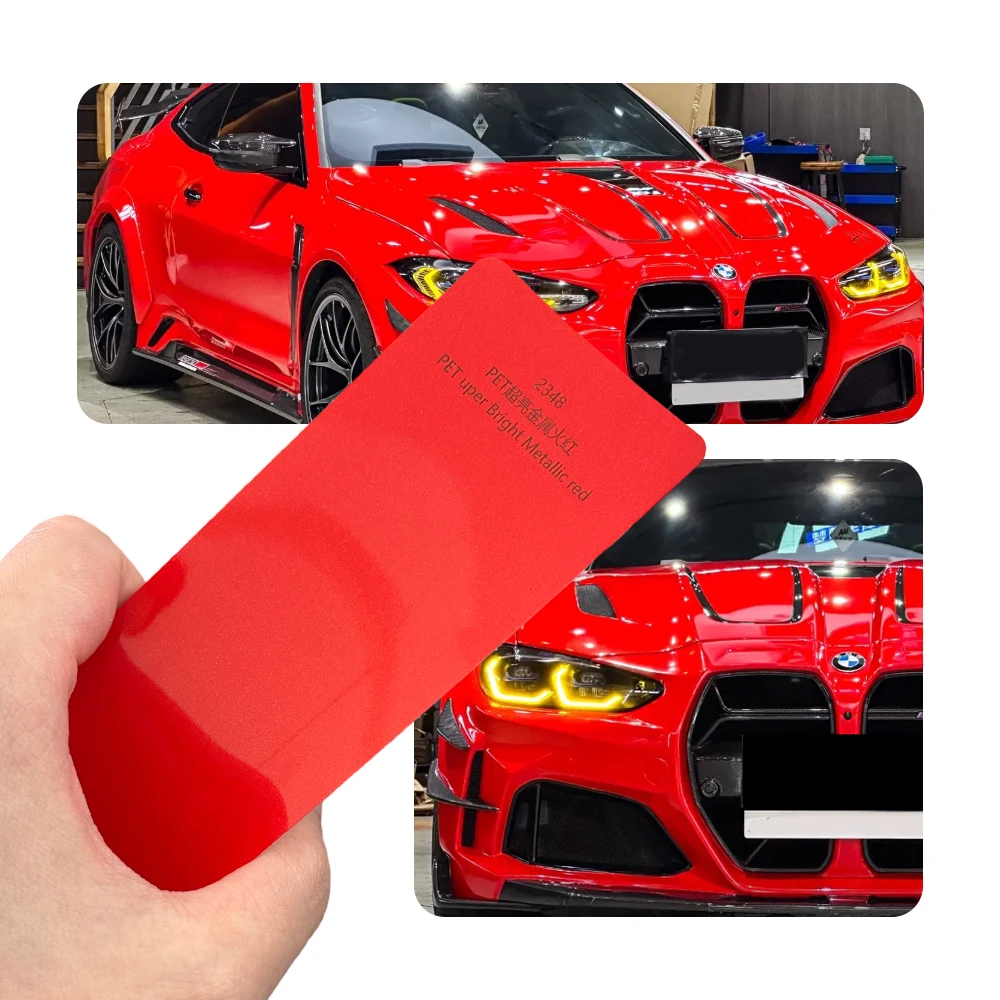 

Ultra Shiny Metallic Fire Red Full Car Wrap PET Film UV Anti Scratch Waterproof Durable Auto Color Changing Vinyl Decals