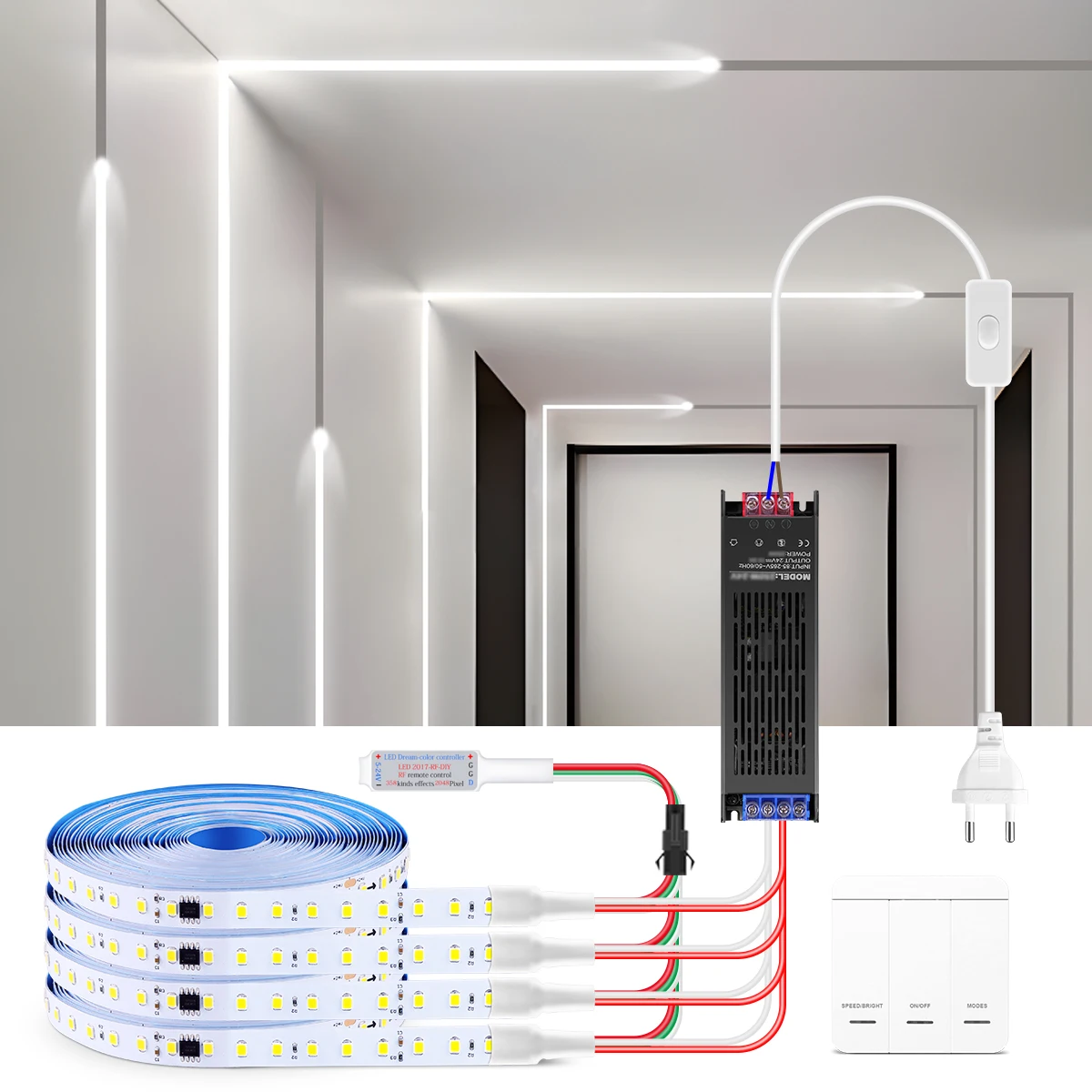 

Smart Addressable Pixel LED Strip Light 120LED/M 24V WS2811 Running Water Flow Chasing LED Light Tape For Room Stairs Wall Decor