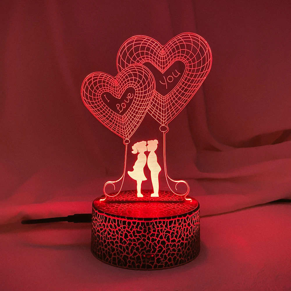 Lampe LED 3D en forme de veilleuse, idéal pour une chambre à coucher, un dortoir, une Table de chevet, un cadeau d'anniversaire, la saint-valentin, une demande d'amour, une décoration romantique